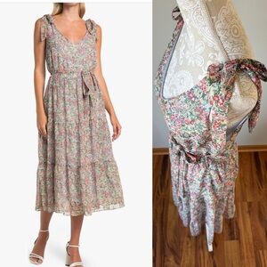 Lucy Paris Green/Coral Floral Dress sz M